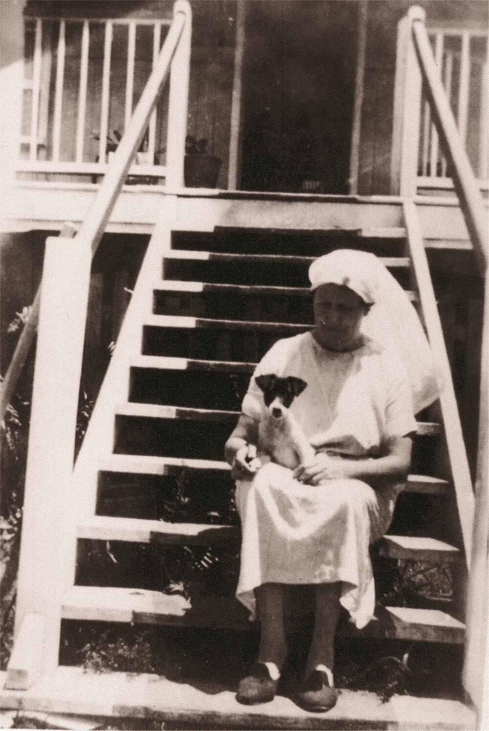 Matron O'Leary and Dooley (her dog), Cooroora Private Hospital, 5 Hospital Street, Pomona, ca 1920s