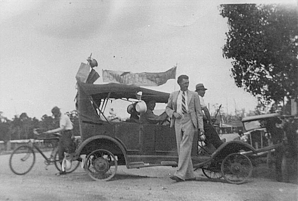 World War II procession participant, Pomona, 1940