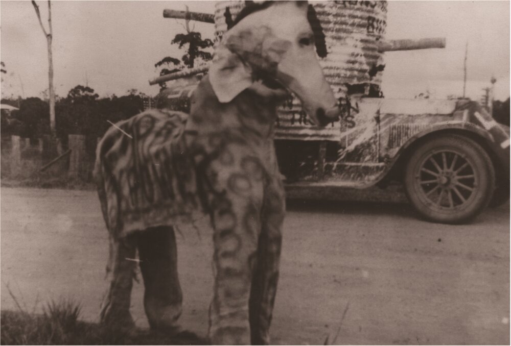 Elephant costume, Peace Parade, Pomona, ca 1945