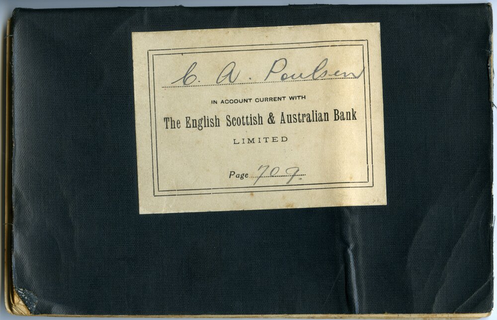 C. A. Poulsen bank passbook, ES &amp; A Bank, Cooroy, 7 February 1936 -  16 June 1944