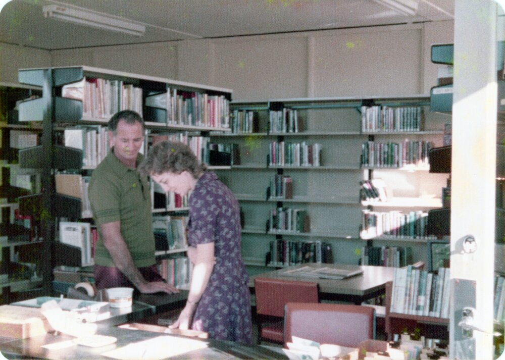 Janelle Milne, Librarian, Noosa Library, Moorindil Street, Tewantin, ca 1974