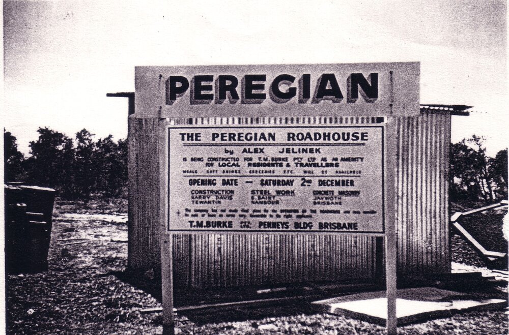 Development sign, Peregian Roadhouse, Heron Street, Peregian Beach, ca 1960