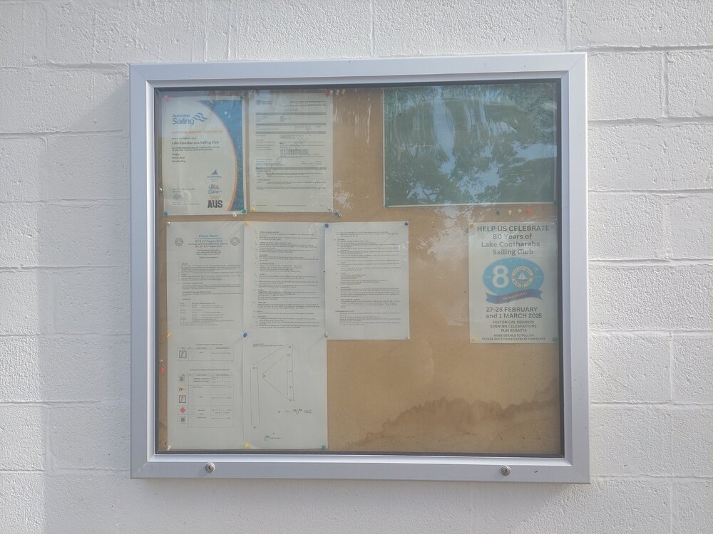Lake Cootharaba Sailing Club notice board, 24 Boreen Parade, Boreen Point, 10 September 2025