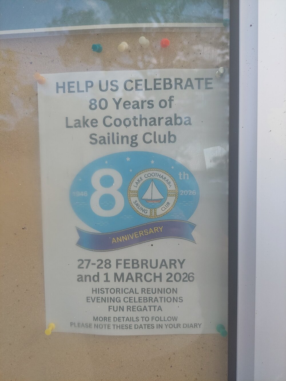 Lake Cootharaba Sailing Club notice board, 24 Boreen Parade, Boreen Point, 10 September 2025