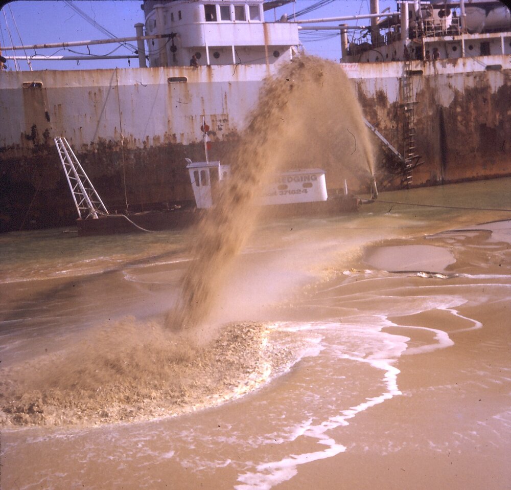 Salvage attempt, Cherry Venture, Teewah Beach, Noosa North Shore, mid 1970s