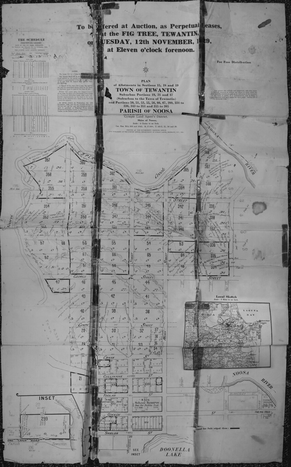 Perpetual Leases Auction Map, Tewantin, 1929