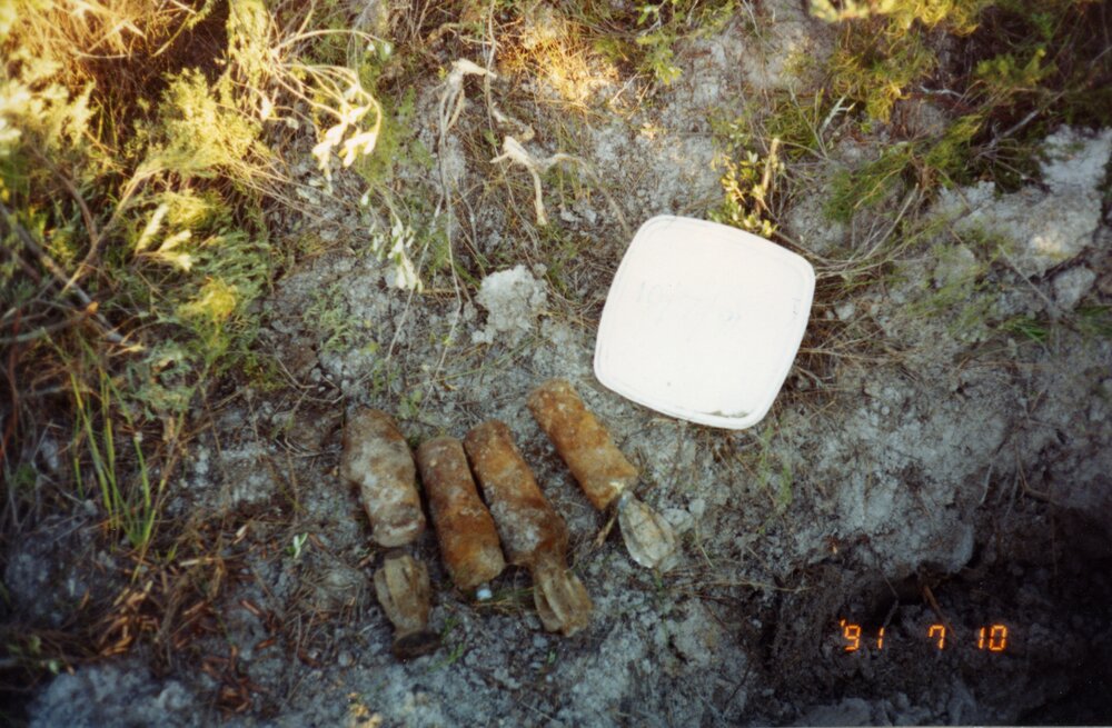 Unexploded ordinance, Sunrise Beach, 10 July 1991