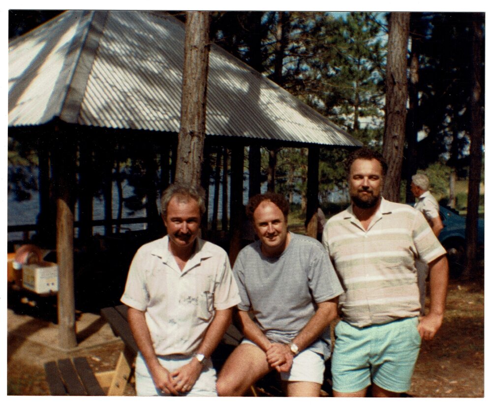 Stan Peachey, Allan Peachey, Peter Peachey (l-r), Picnic area, Lake Macdonald