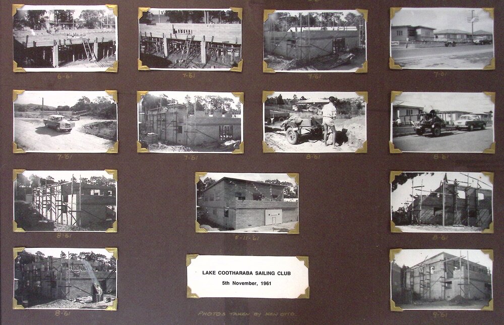 'Early Building History' framed photographs, Lake Cootharaba Sailing Club, Boreen Point, January 2026