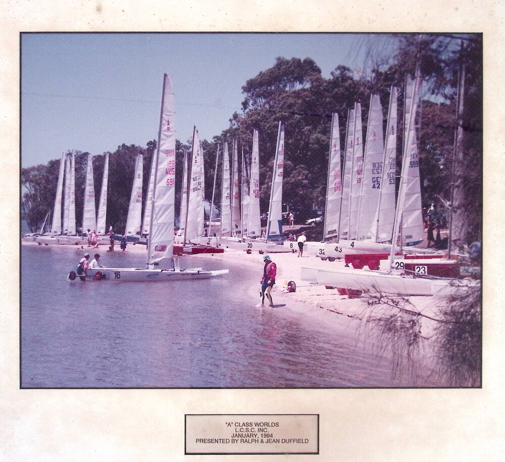 International Class 'A' competitors, Lake Cootharaba, Boreen Point, January 1994