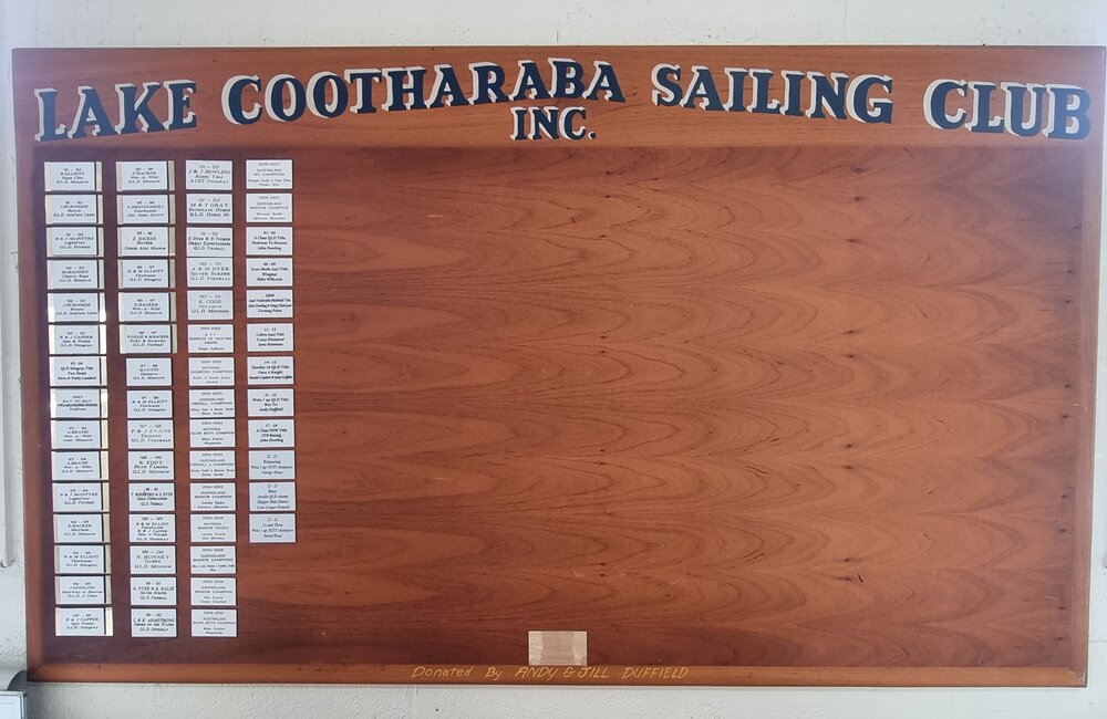 Honour Board, Lake Cootharaba Sailing Club, Boreen Point, January 2026