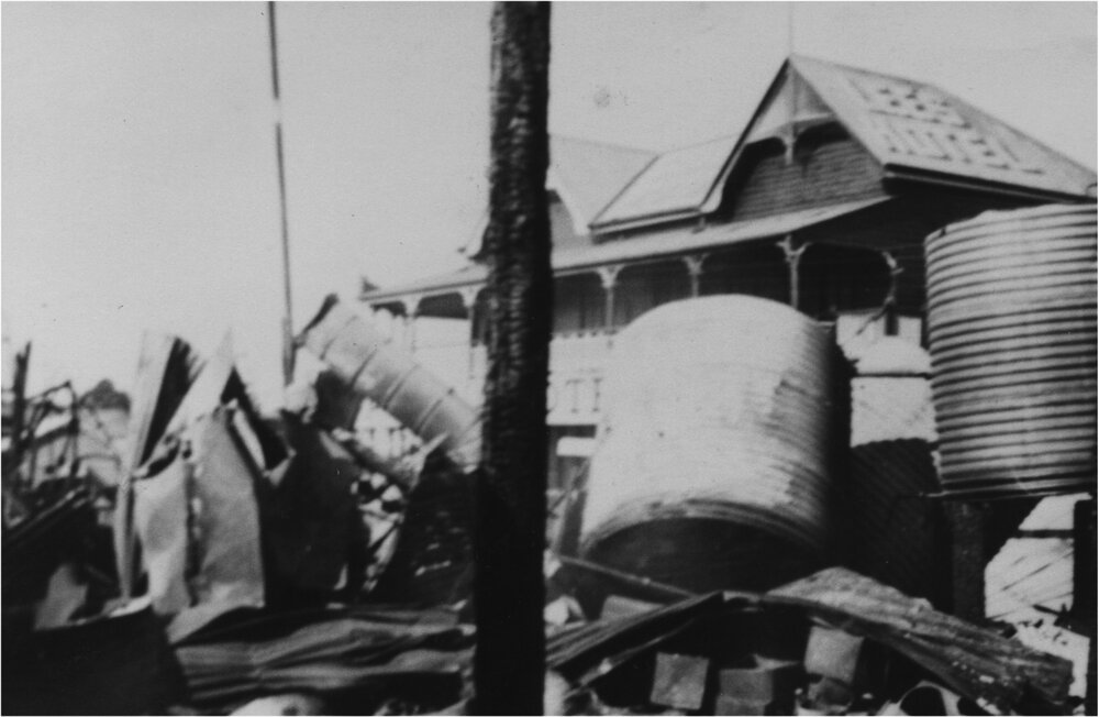 Fire remains, Memorial Avenue, Pomona, September 1939