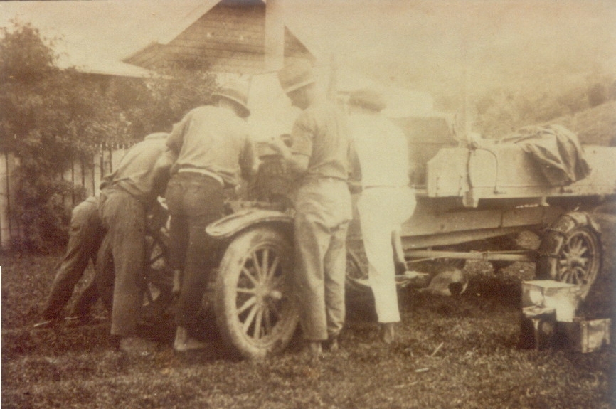 In need of repair, Bill Watson's truck, Middle Creek, Federal, ca 1930s