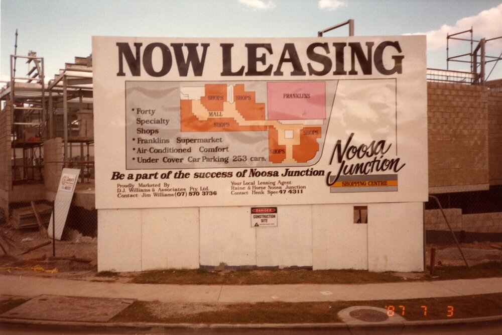 Signage, development, cnr Noosa Drive and Sunshine Beach Road, Noosa Junction, Noosa Heads, 3 July 1987