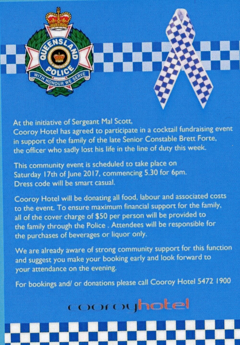 Notice of fundraising event, Cooroy, June 2017