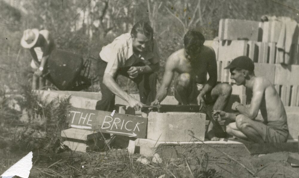 The 'Gunya' construction, Lake Cootharaba Sailing Club, ca 1952