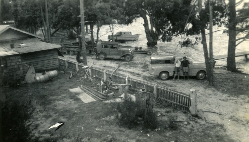 Lake front, Lake Cootharaba, Christmas 1956