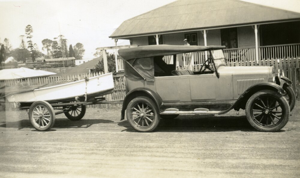 Dinghy transport, Lake Cootharaba Sailing Club, ca 1950s
