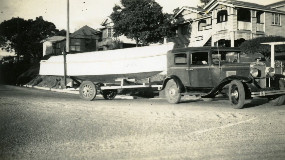 Boat transport, Lake Cootharaba Sailing Club, ca 1950s
