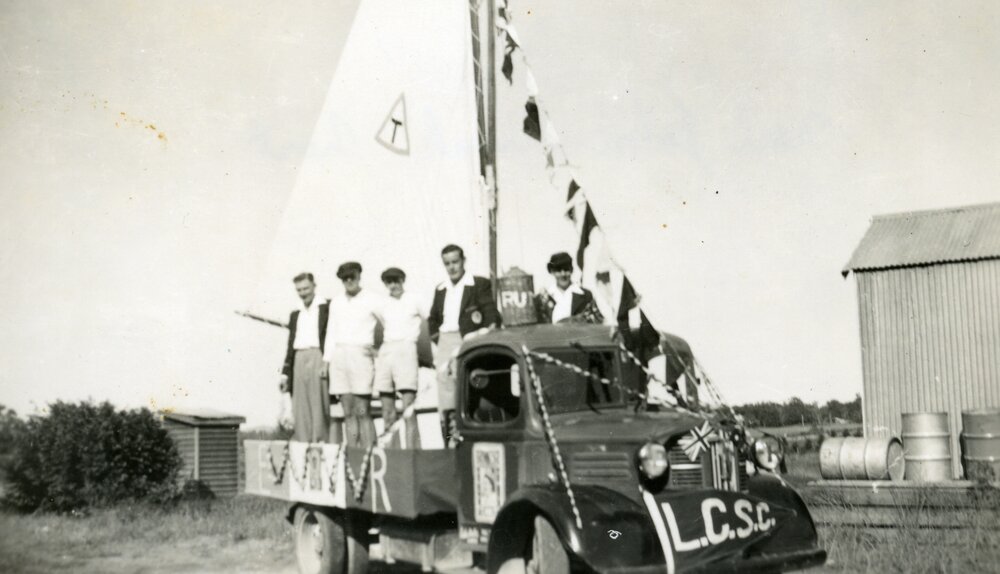 Float, Lake Cootharaba Sailing Club, Coronation Day Parade celebrations, Gympie, 2 June 1953