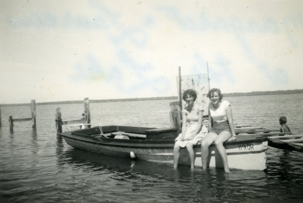 At the lake, Lake Cootharaba, ca 1950s
