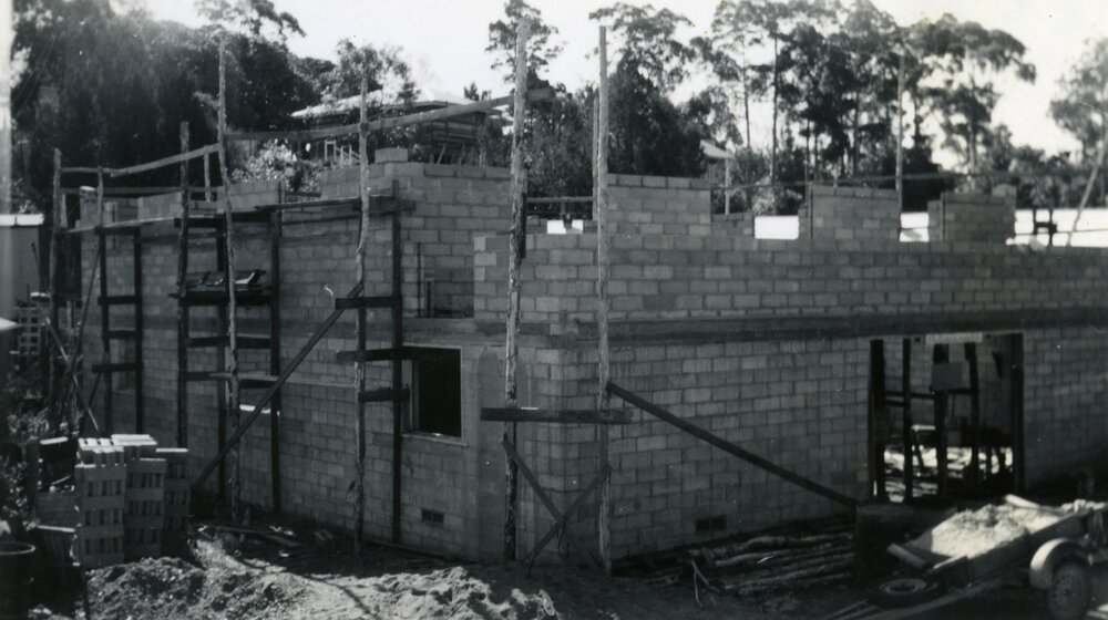 Clubhouse construction, Lake Cootharaba Sailing Club, 30 July 1961