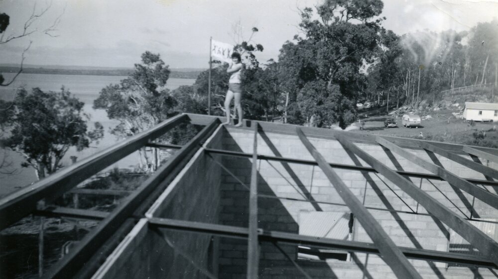Clubhouse construction, Lake Cootharaba Sailing Club, Boreen Point, 1961