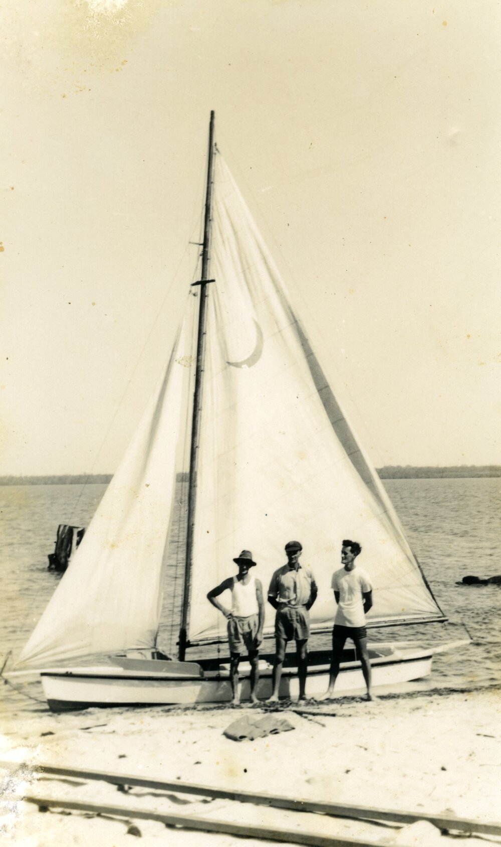 'New Moon', Fred Bunney, Con Burchill and Ron Quelch, Lake Cootharaba, ca 1950s