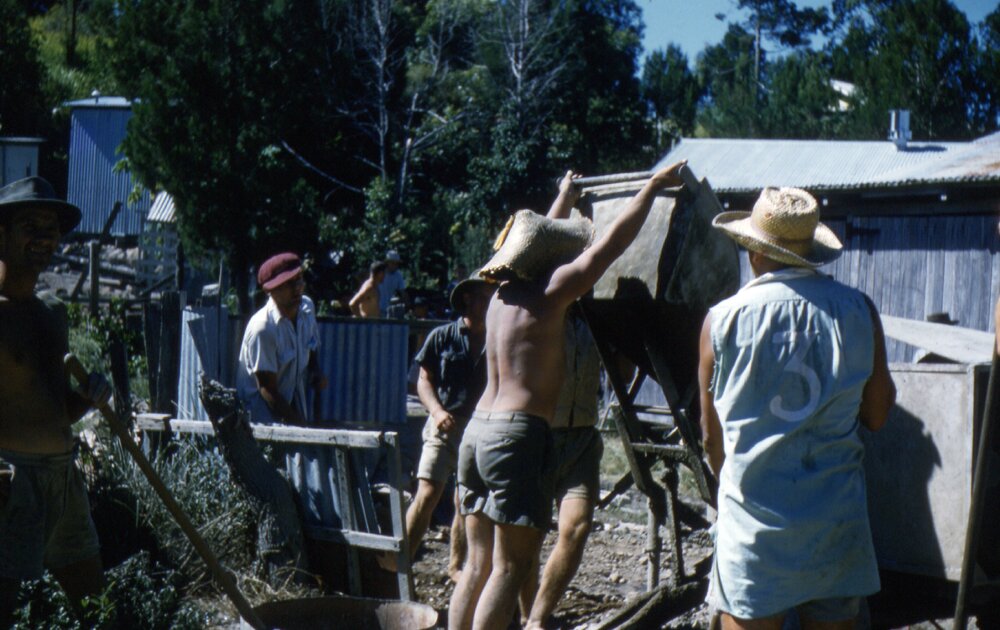 Clubhouse construction, Lake Cootharaba Sailing Club, Boreen Parade, Boreen Point, 1960