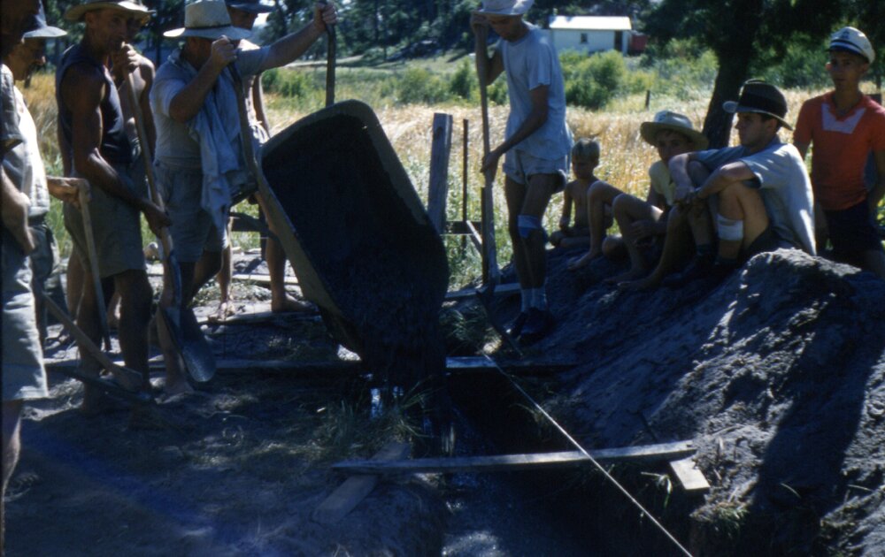 Laying foundations, Lake Cootharaba Sailing Club, Boreen Parade, Boreen Point, ca 1960