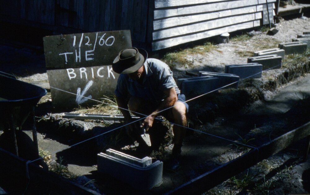 Laying foundations, Lake Cootharaba Sailing Club, Boreen Parade, Boreen Point, 1 February 1960