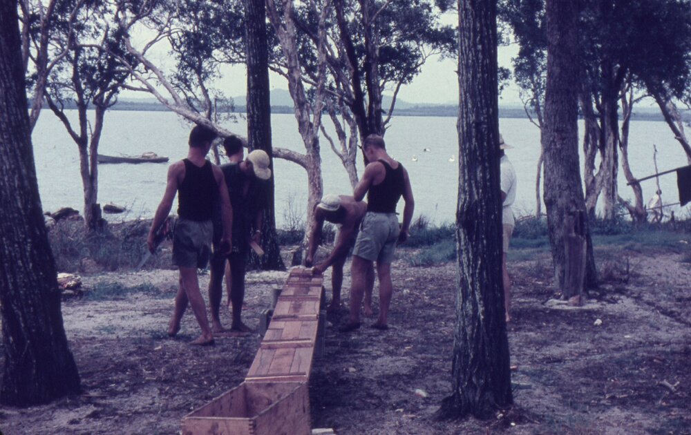 Members, Lake Cootharaba Sailing Club, Boreen Point, ca 1960