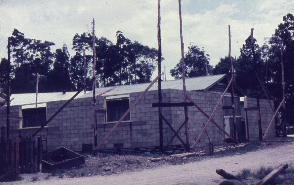 Clubhouse under construction, Lake Cootharaba Sailing Club, Boreen Parade, Boreen Point, ca 1960