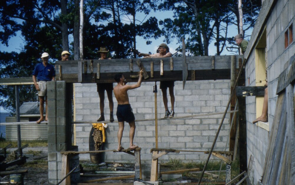 Clubhouse construction, Lake Cootharaba Sailing Club, Boreen Parade, Boreen Point, ca 1960