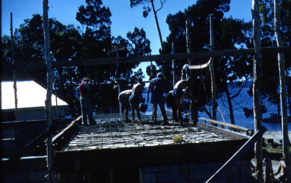 Clubhouse construction, Lake Cootharaba Sailing Club, Boreen Parade, Boreen Point, ca 1960