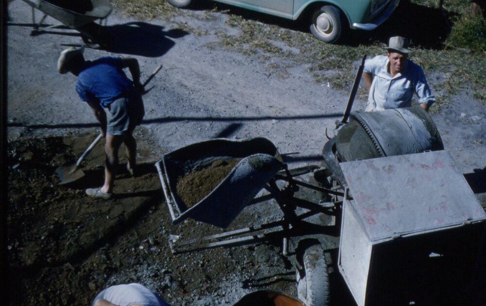 Clubhouse construction, Lake Cootharaba Sailing Club, Boreen Parade, Boreen Point, ca 1960