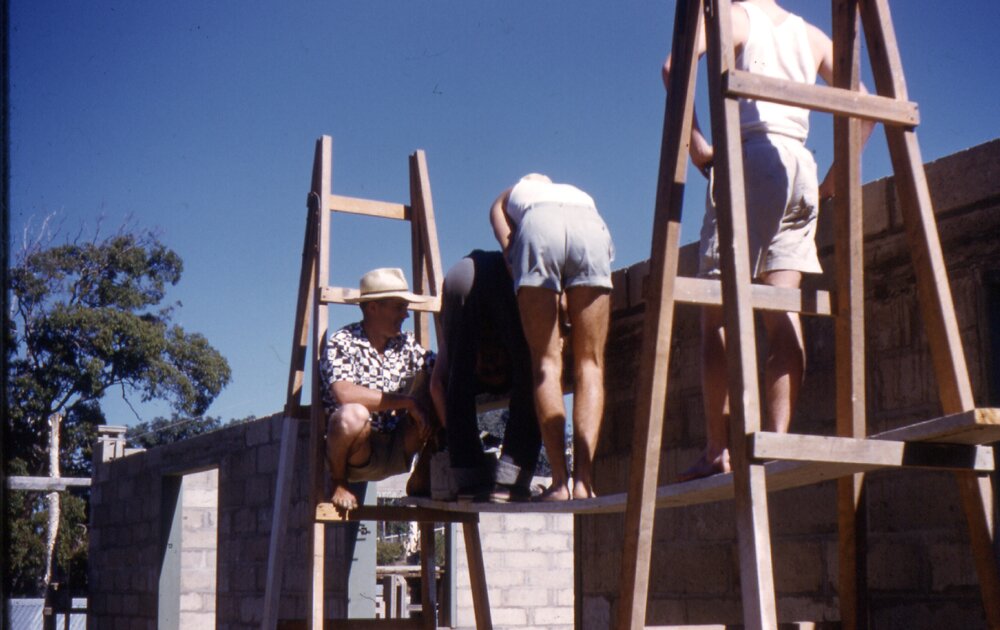 Clubhouse construction, Lake Cootharaba Sailing Club, Boreen Parade, Boreen Point, 1960