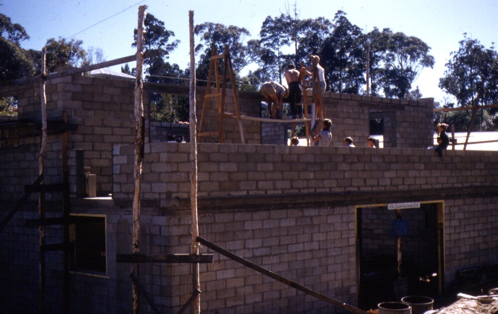 Clubhouse construction, Lake Cootharaba Sailing Club, Boreen Parade, Boreen Point, 1960