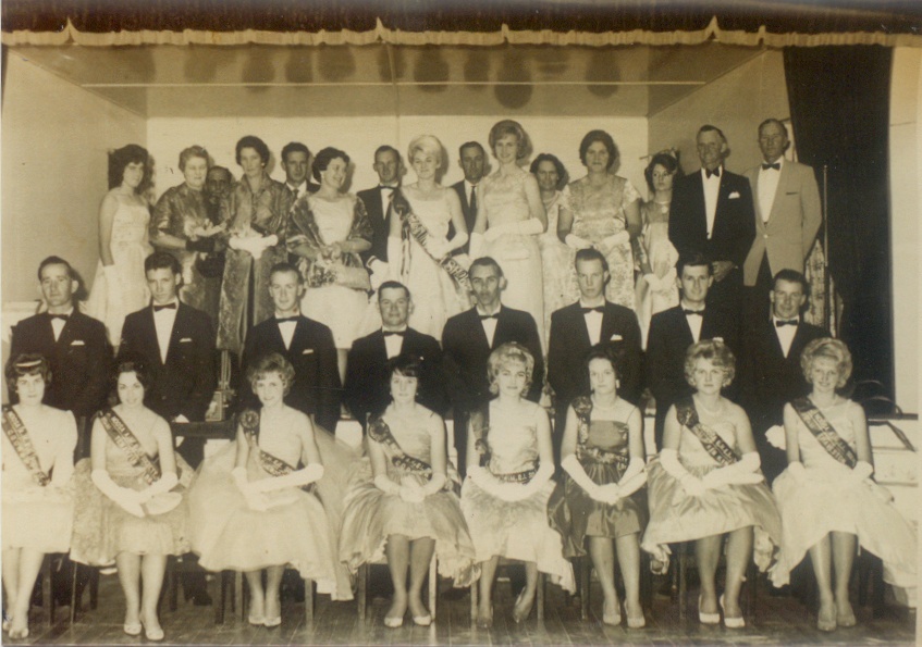 Entrants, partners and officials, 'Miss Noosa Show', Noosa Country Show Ball, Pomona, 1964