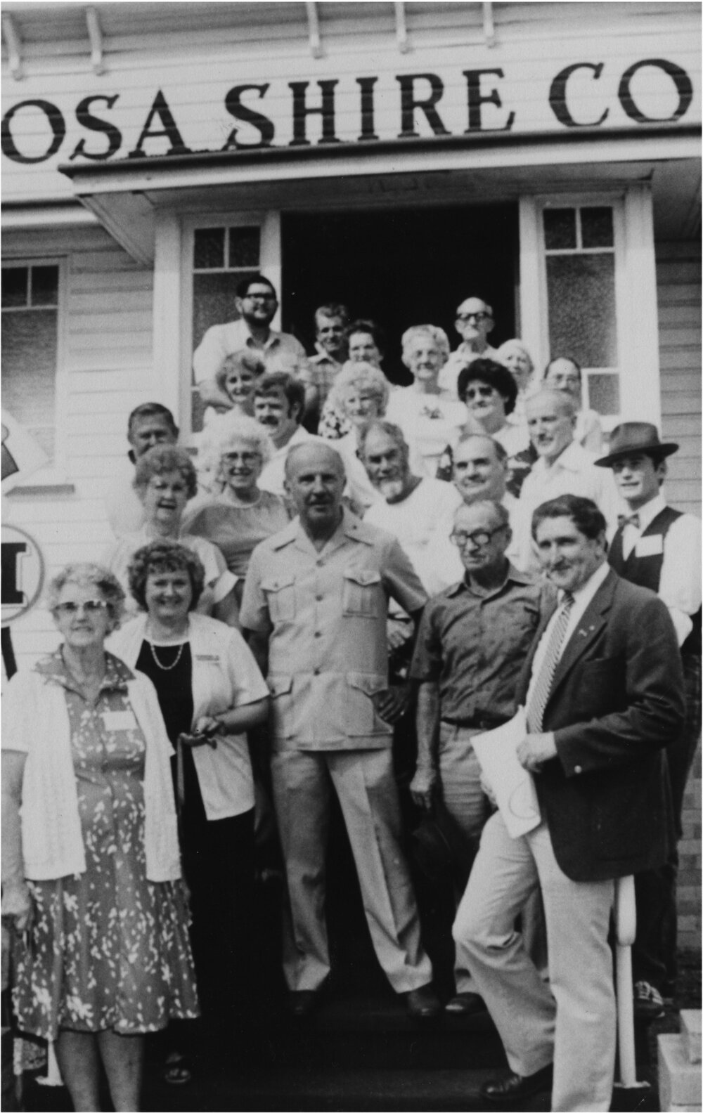 Officials and guests, Official Opening, Cooroora Historical Society Museum, 29 Factory Street, Pomona, 27 April 1985