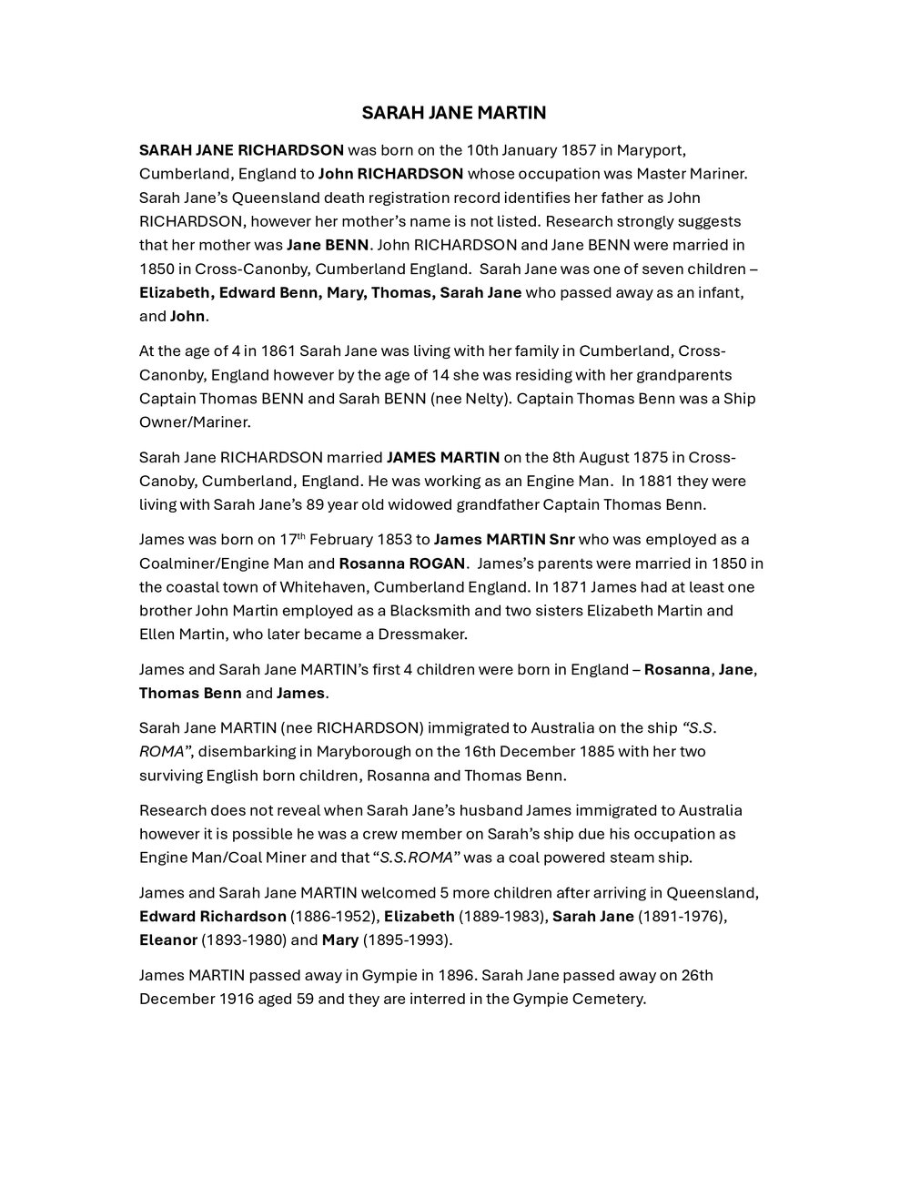 Harry Walker Family History