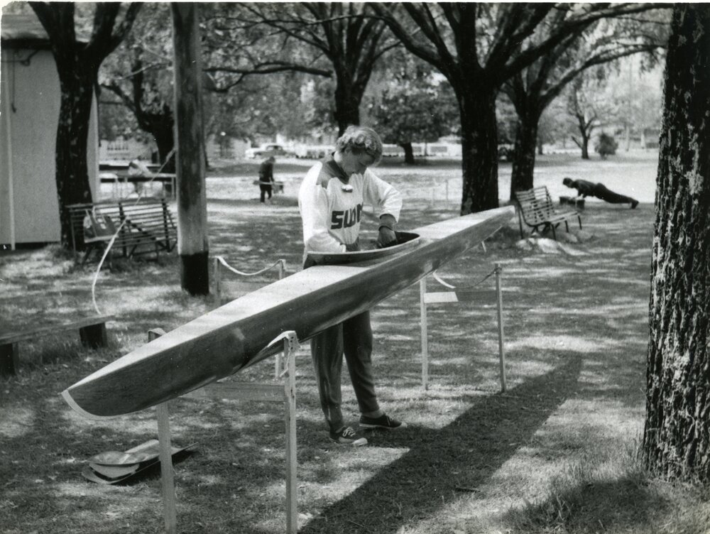 Canoe/Kayak Finnish athlete, Olympic Games, Lake Wendouree, Ballarat, ca December 1956
