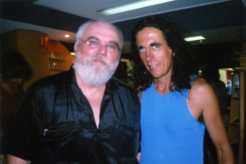 Allan Shannon and Dennis Massoud (in blue), Launch of Emma Freeman's 'Hastings Street', Noosa Regional Gallery, Tewantin, ca April 2005