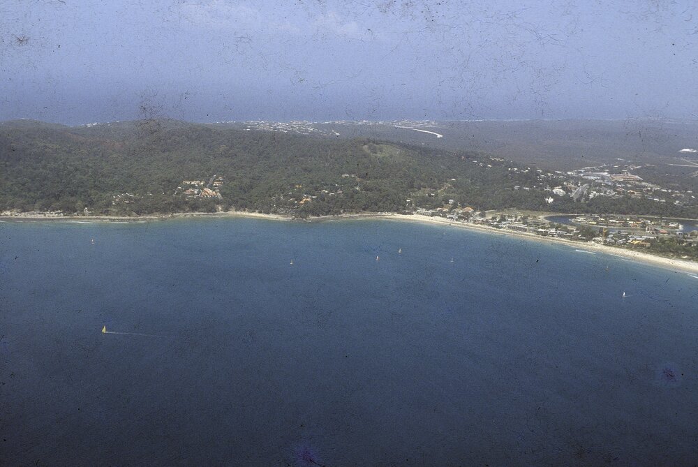 Aerial view, Laguna Bay and Noosa Heads, ca 1980s