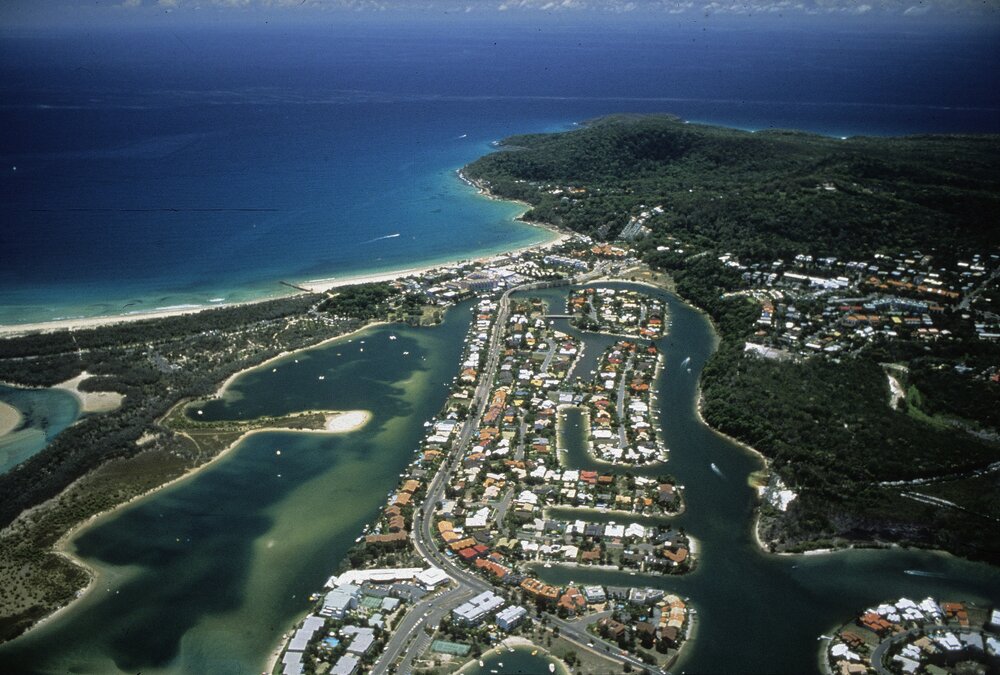 Aerial view, Noosa Waters, Noosa Heads, ca 1980s