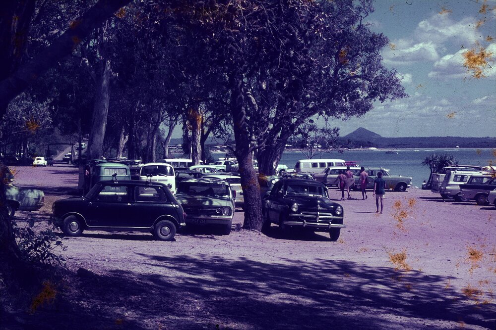 Day trippers, Noosa National Park, Noosa Heads, Easter, 1970