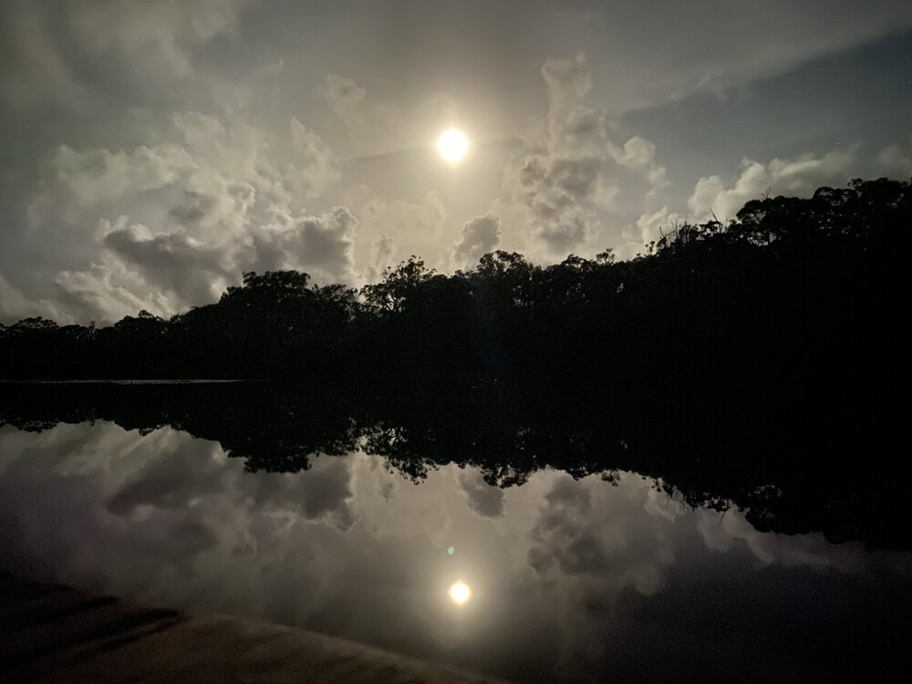 Full moon, Noosa River, Harry's Hut, Como, 14 February 2025