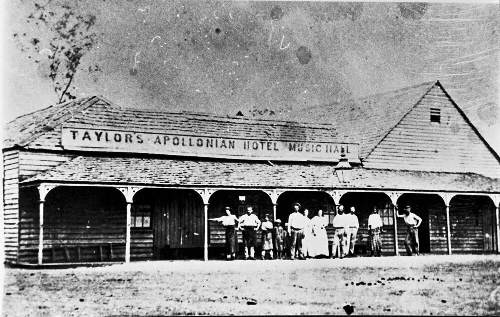 Taylor's Apollonian Hotel Music Hall, cnr Apollonian Vale and Crown Roads, Gympie, ca 1970s