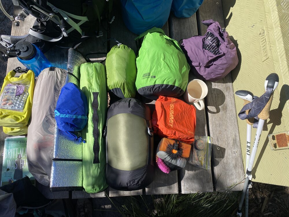 Camping gear, Brahminy walking trail, Cooloola Wilderness Trail, Great Sandy National Park, Cooloola, 14 June  2025