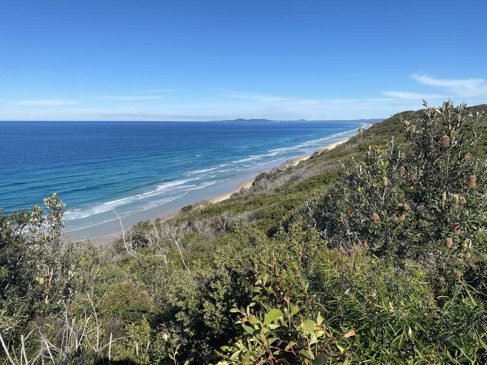 Scenic views back to Noosa Heads, Brahminy walking trail, Cooloola Wilderness Trail, Great Sandy National Park, Cooloola, 14 June  2025